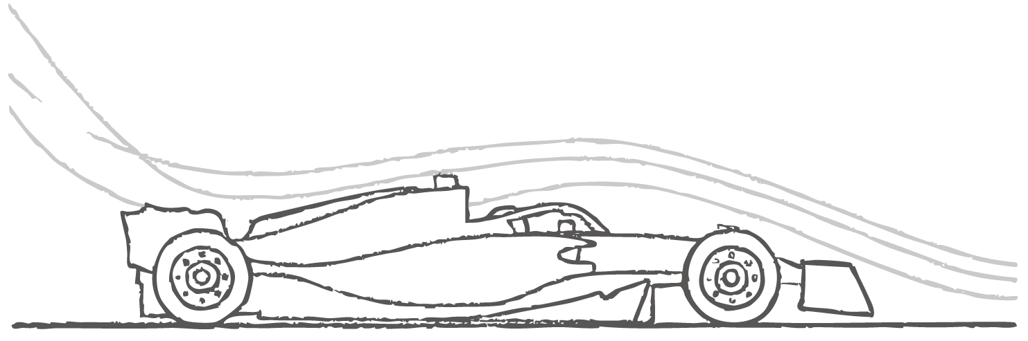 Diagram showing downforce effect on race car in light theme