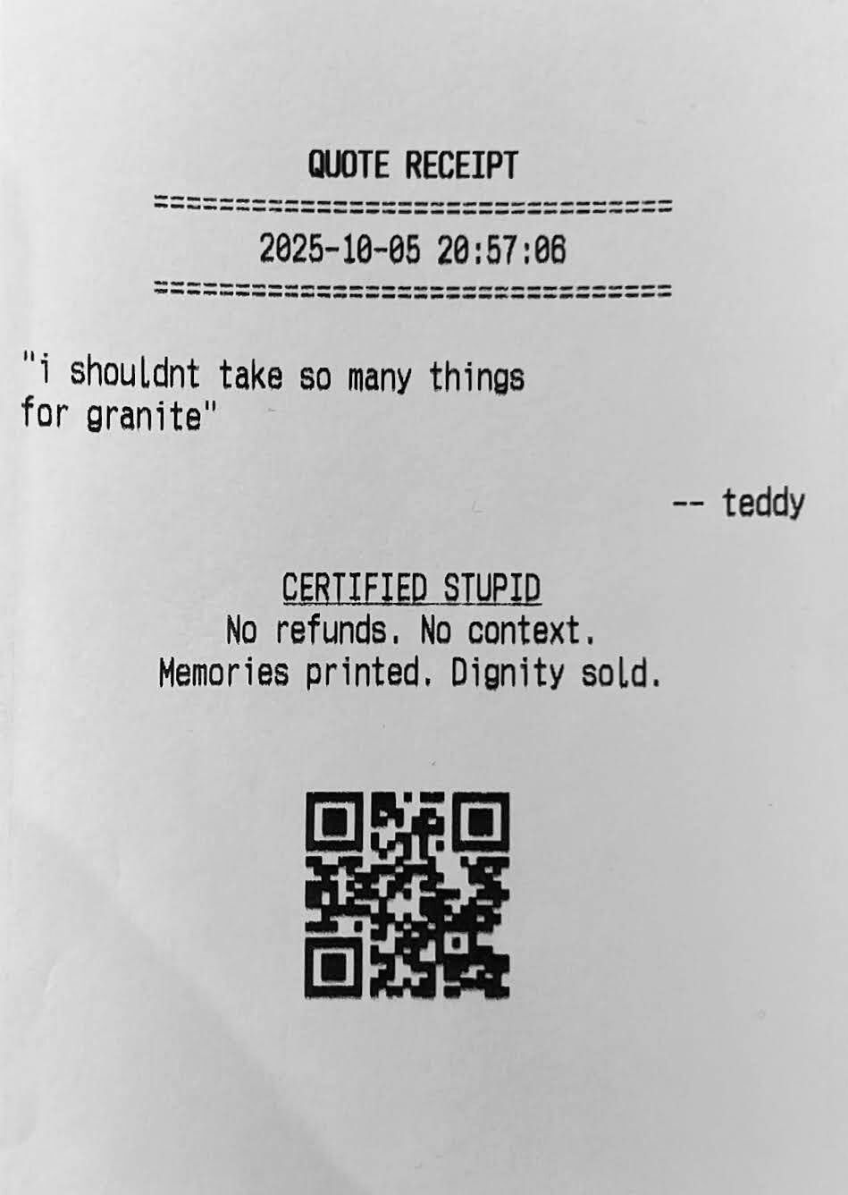 Quote Receipt 15